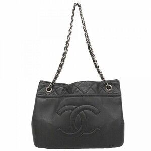 Chanel Matelassé Chain Shoulder Bag, Caviar Leather, Black, Women's